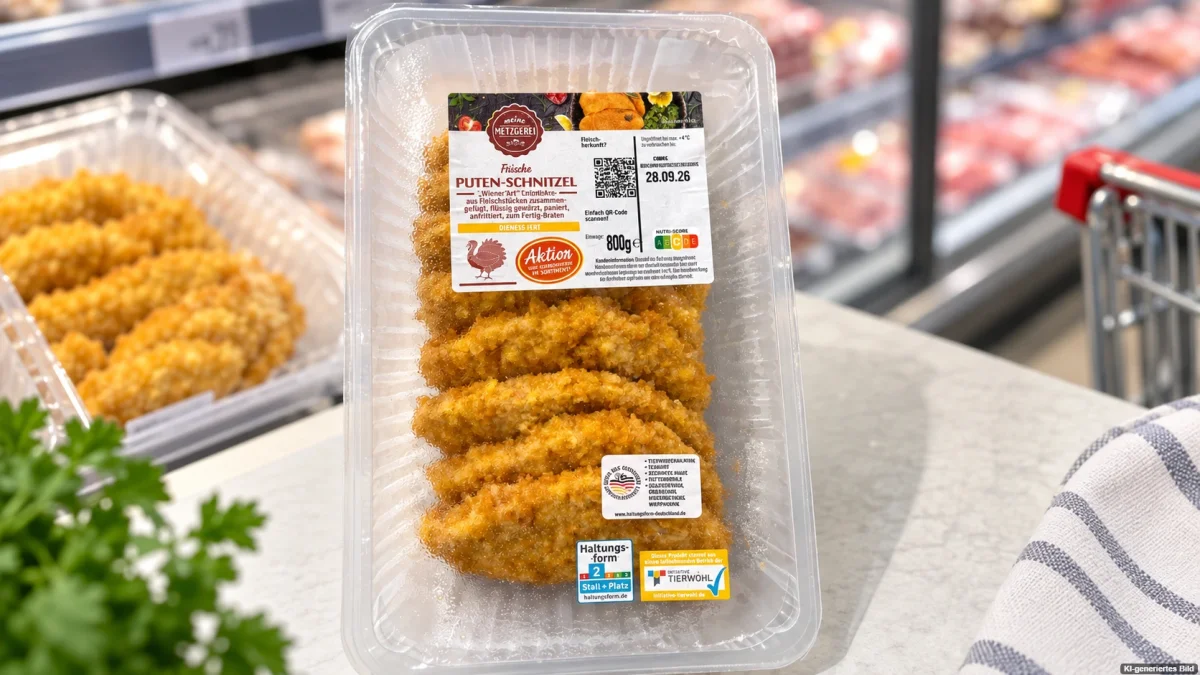 Panierte Putenschnitzel in einer Verpackung als Symbolbild zum Aldi-Nord-Rückruf