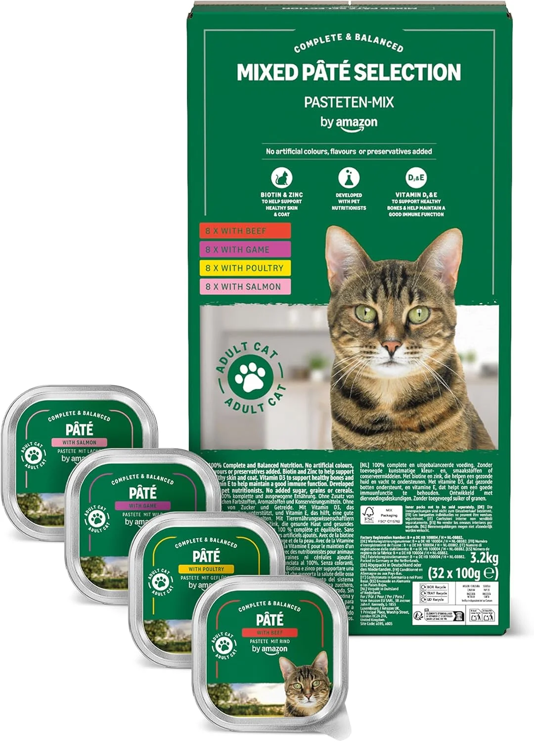 by Amazon Nassfutter für Katzen Pastete Gemischt (32x100g)