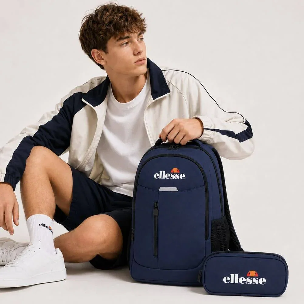 Ellesse Forgia Schulrucksack mit Federmäppchen (2 Farben, 22 L)