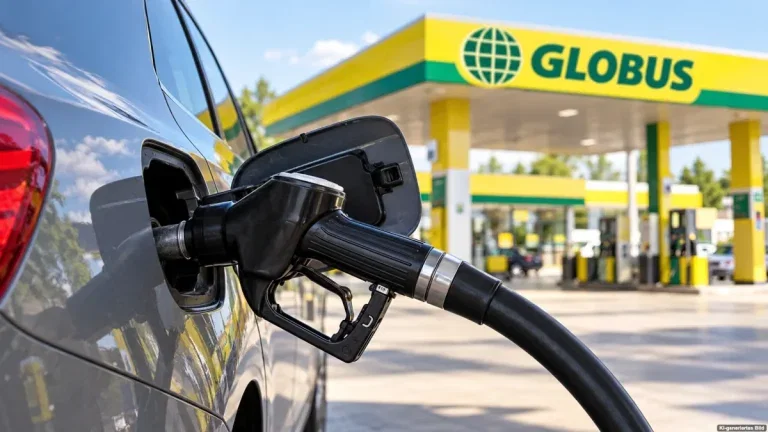 Auto beim Tanken an einer GLOBUS-Tankstelle zum Tankeschön-Rabatt