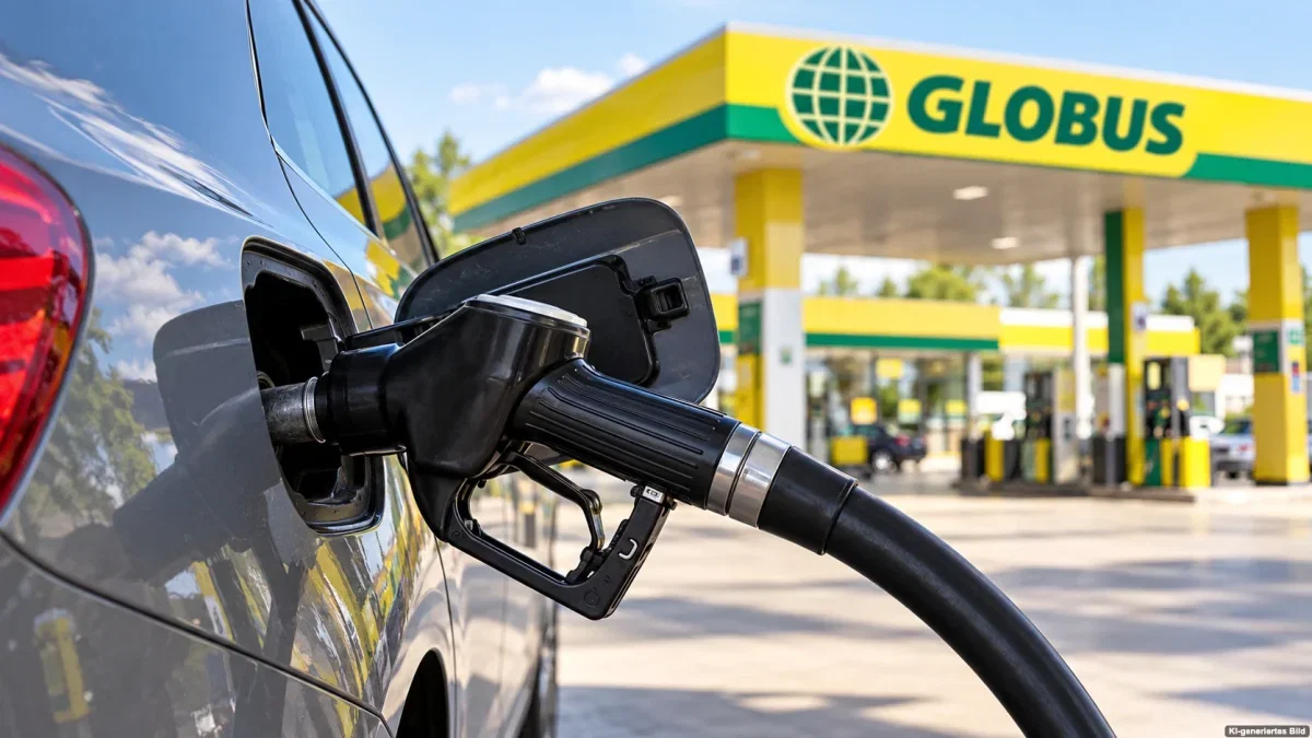 Auto beim Tanken an einer GLOBUS-Tankstelle zum Tankeschön-Rabatt
