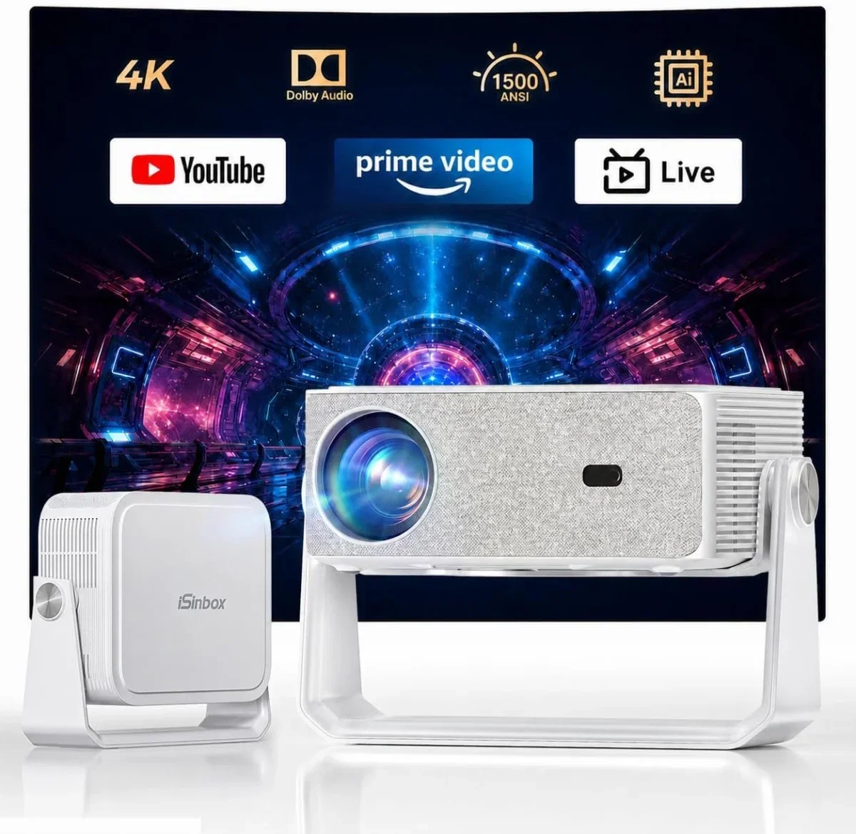 iSinbox 4K Outdoor Beamer (2x20W Dolby & DTS HDR10+ WiFi 6)