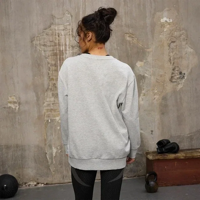 Hellgrau meliertes Everlast Sweatshirt für Damen aus Baumwolle