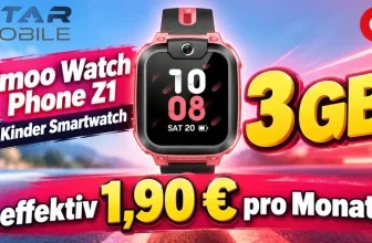 Star Mobile Werbung für imoo Watch Phone Z1 Kinder Smartwatch mit 3 GB Datenvolumen und Preisangabe.
