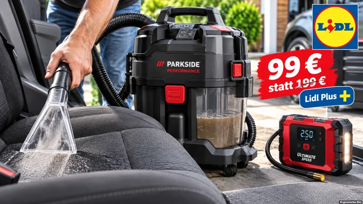 Waschsauger bei der Reinigung eines Autositzes zur Lidl-Auto-Woche im September 2026
