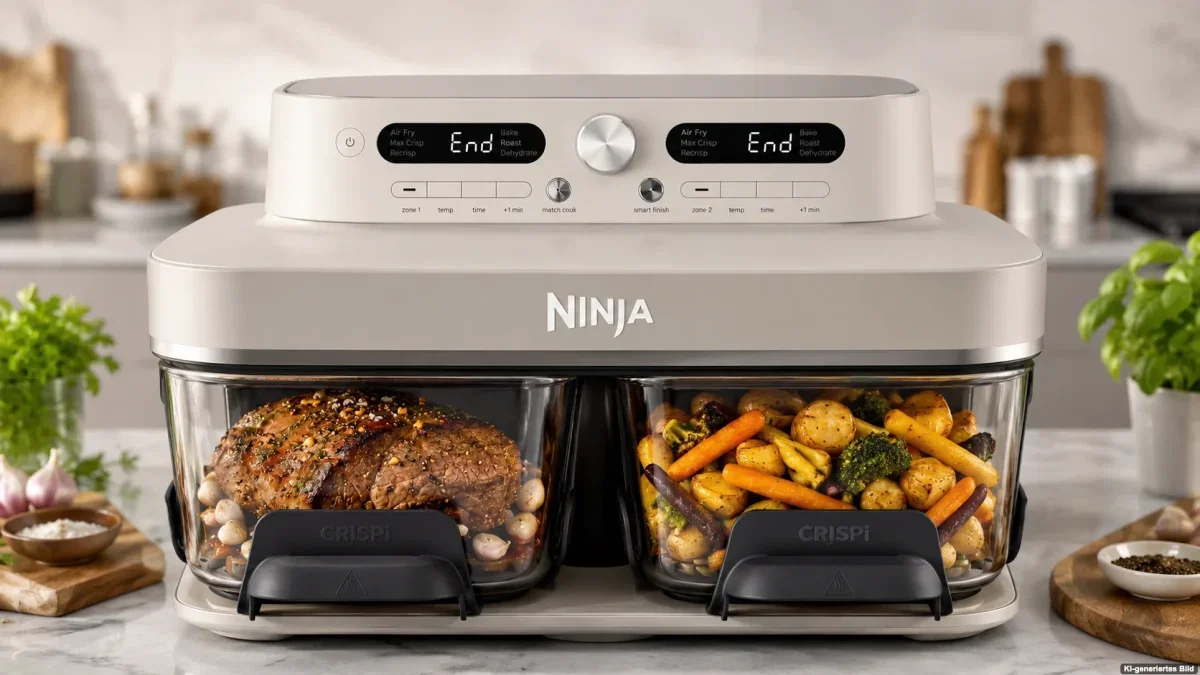 Ninja Crispi DualZone Airfryer mit zwei transparenten Glasbehältern