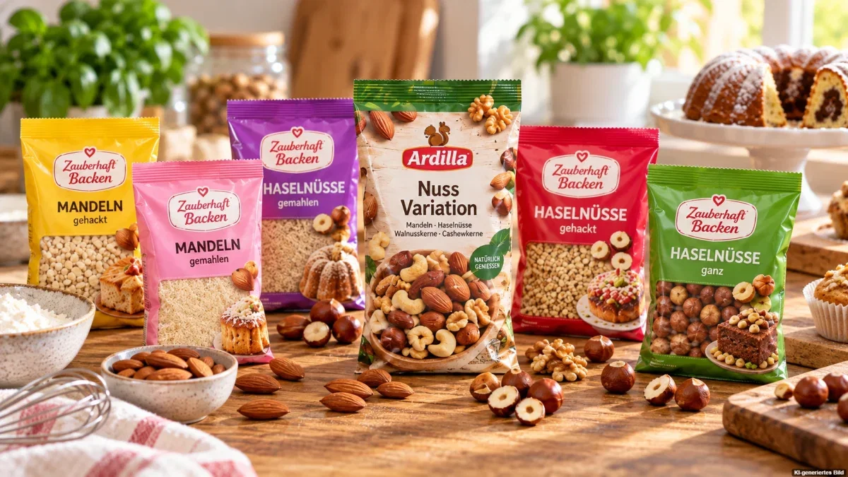 Mandeln, Haselnüsse und Walnüsse als Symbol für die dauerhafte Nuss-Preissenkung bei NORMA