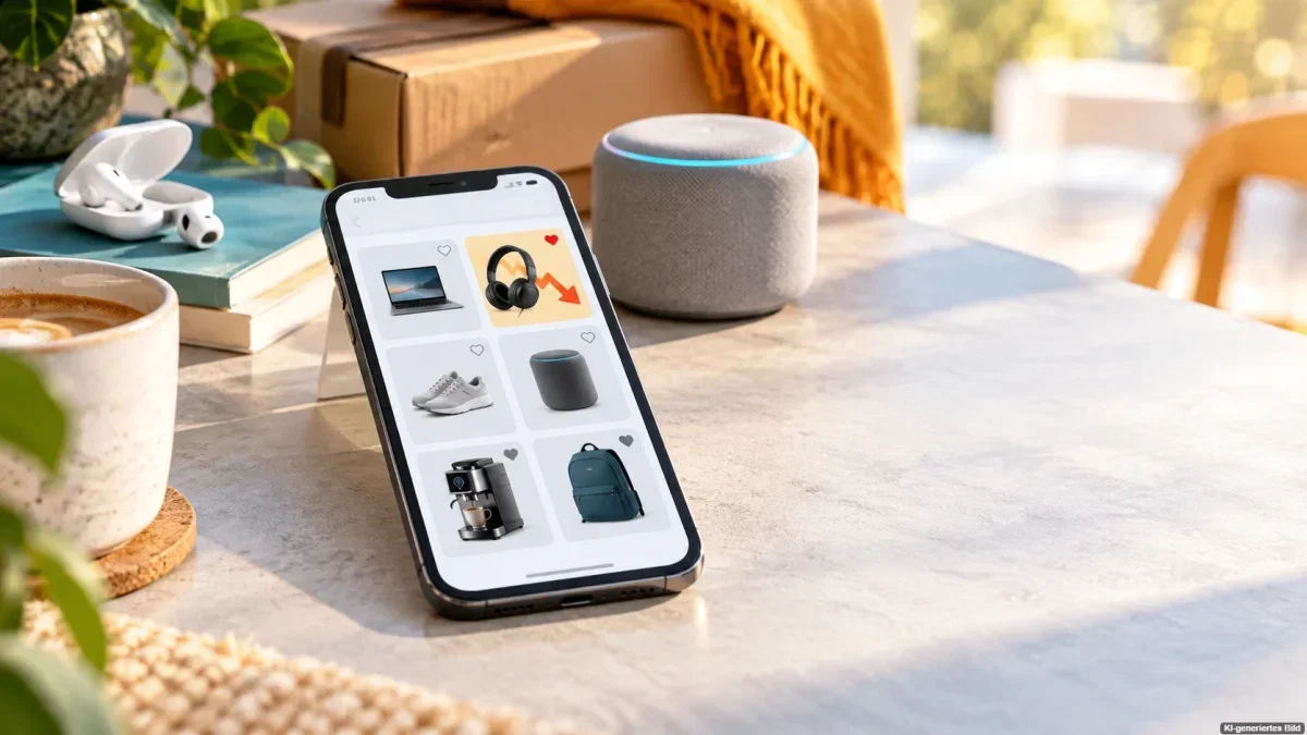 Smartphone mit digitaler Wunschliste und Paketen zur Vorbereitung auf die Prime Deal Days 2026