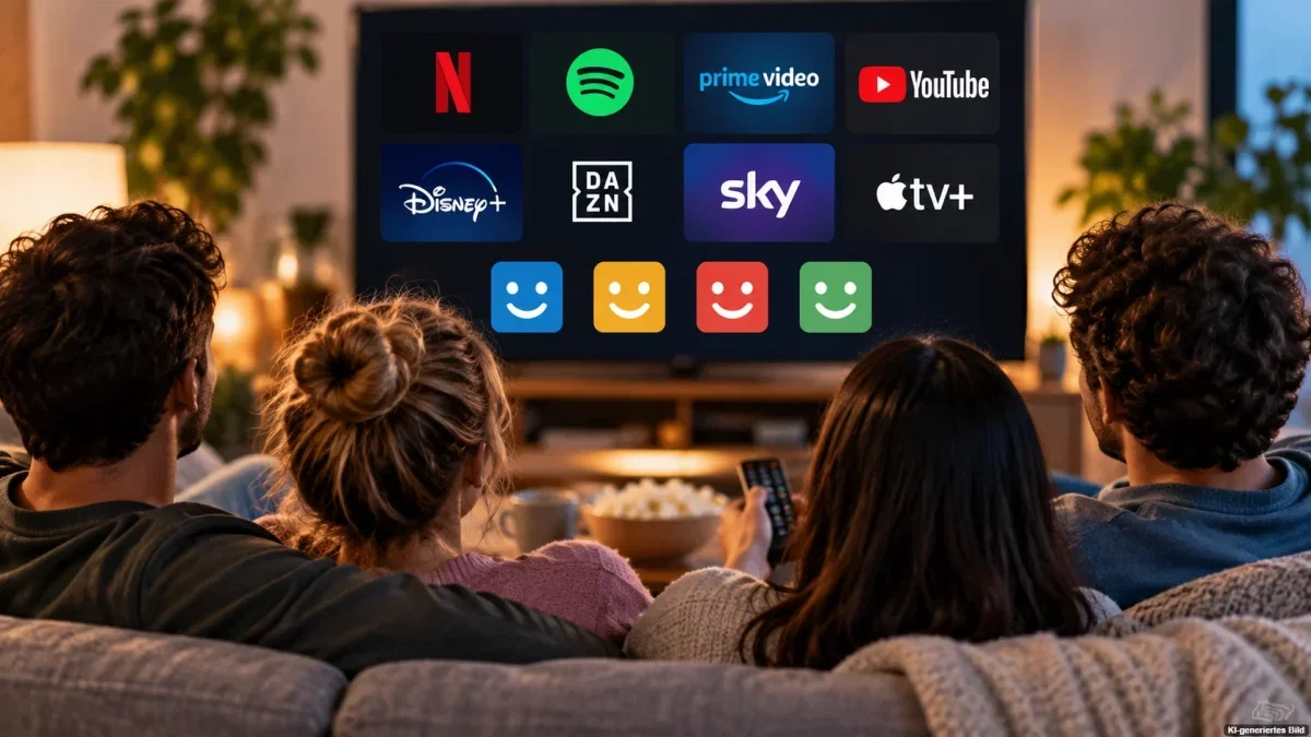 Personen nutzen ein Streaming-Abo in verschiedenen Haushalten – Symbolbild für Account-Sharing bei Netflix, Spotify und Co.