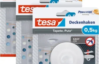 Drei Packungen tesa Deckenhaken für Tapete und Putz mit 0,5 kg Traglast und Powerstrips Technologie