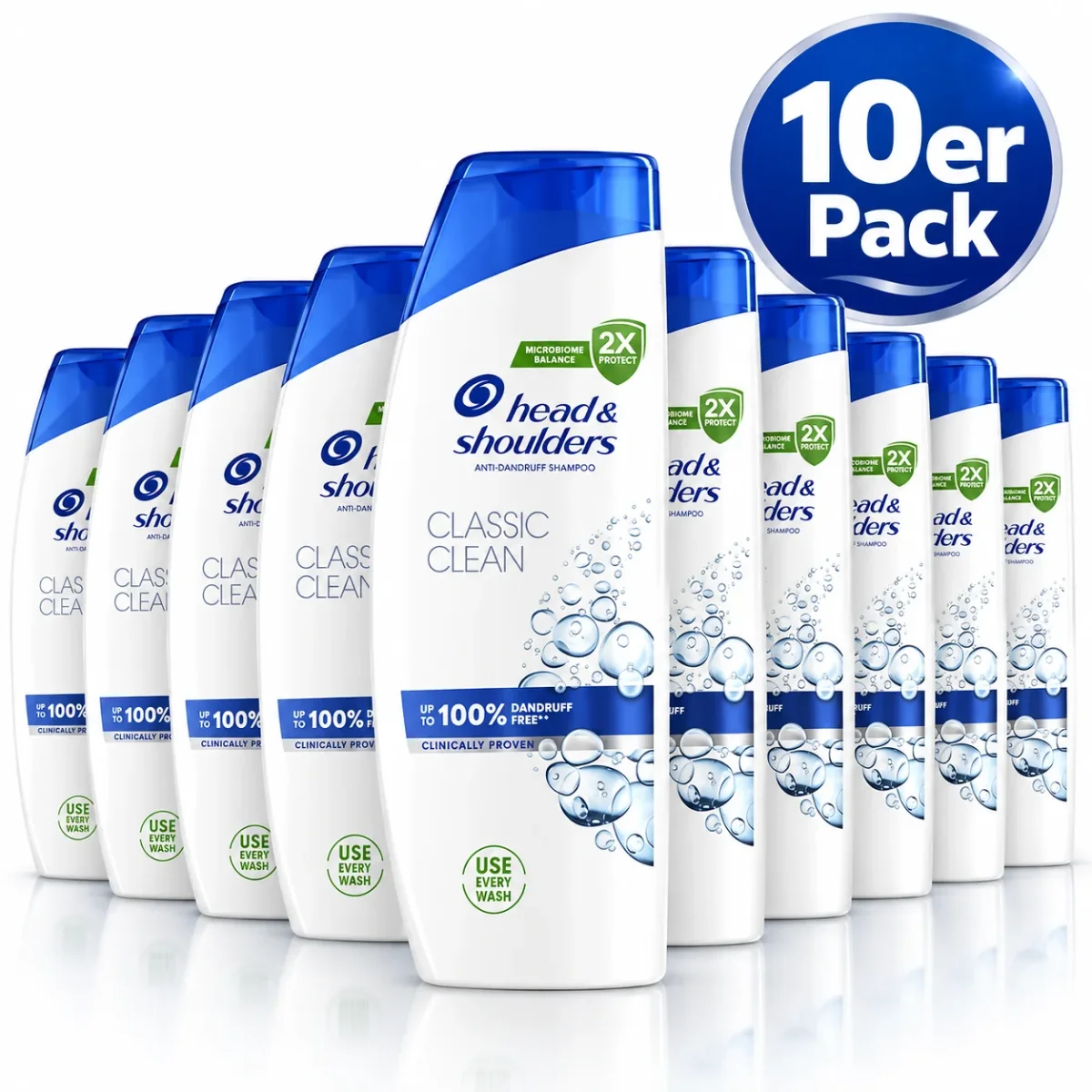 10ER Pack Head & Shoulders Classic Clean Anti-Schuppen Shampoo (10ER Pack 400 ml – 4 Liter Vorrat)