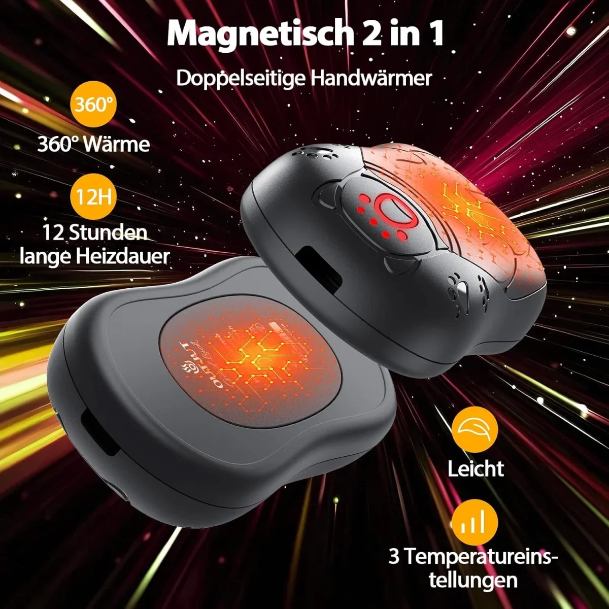 OUTJUT  Magnetischer Handwärmer 12000mAh 2er Set