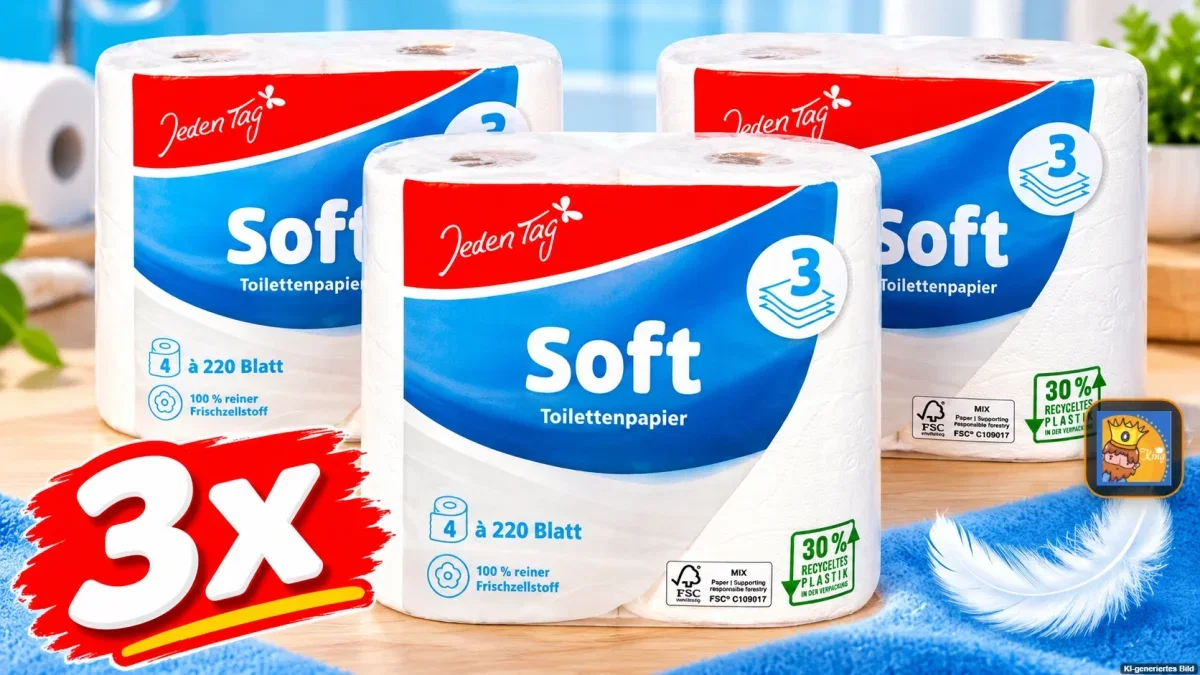 3x Jeden Tag Toilettenpapier 3-Lagig (4 X 220 Blatt)