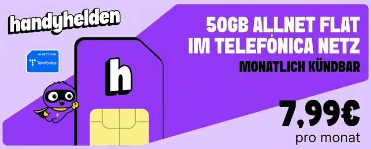 50 GB Allnet Flat mit 5G und monatlicher Kündigung bei Handyhelden
