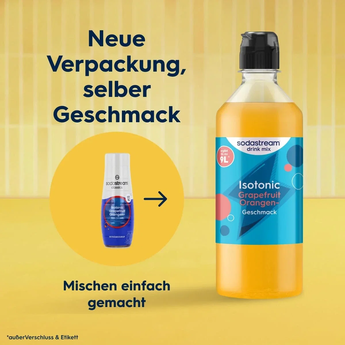 Vier SodaStream drink mix Isotonic Sirupflaschen in der Sorte Grapefruit-Orange
