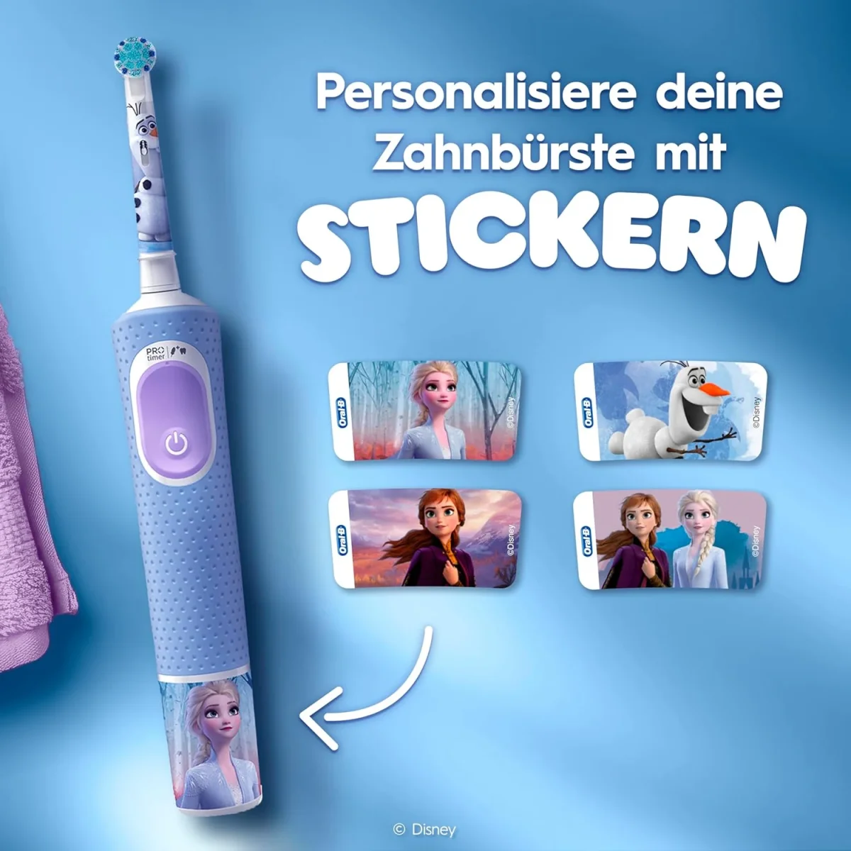 Oral-B Pro Kids Frozen Elektrische Zahnbürste ( mit 1 Aufsteckbürste, Inkl. Reise-Etui)