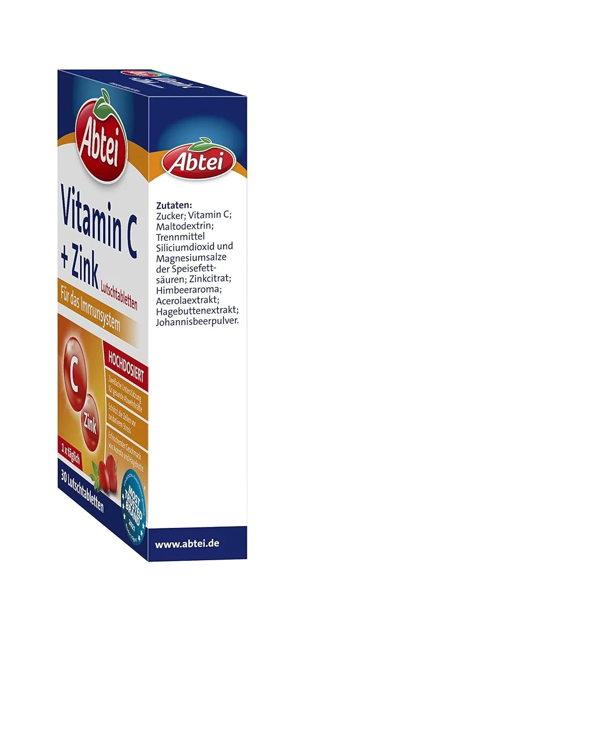 Vitamin C und Zink von ABTEI als vegane Lutschtabletten mit Acerola- und Hagebuttengeschmack