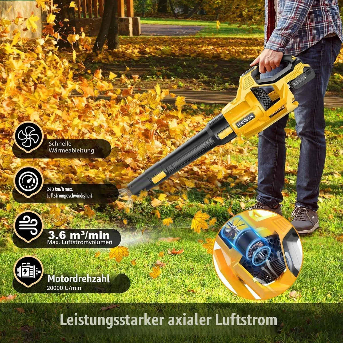 Akku-Laubbläser 21V Laubbläser inkl. 2 Akkus
