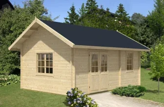 Alpholz Gartenhaus Arizona aus naturbelassenem Holz mit Satteldach