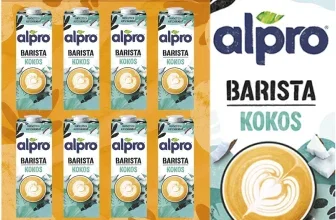 Alpro Barista Kokos Drink 8er Pack (8x1L) mit Latte-Art-Abbildung auf den Verpackungen