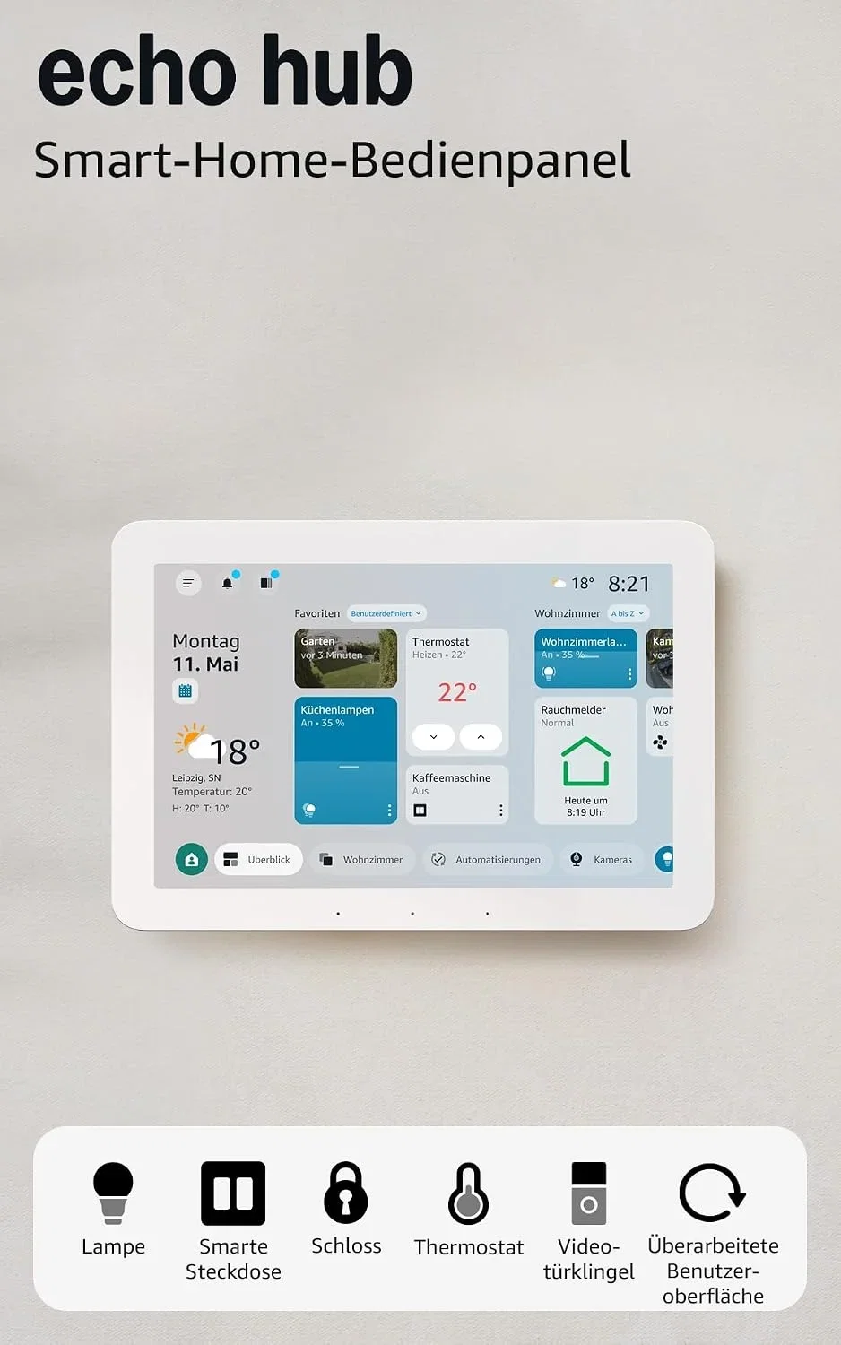 Amazon Echo Hub mit individuell anpassbarem Smart-Home-Dashboard