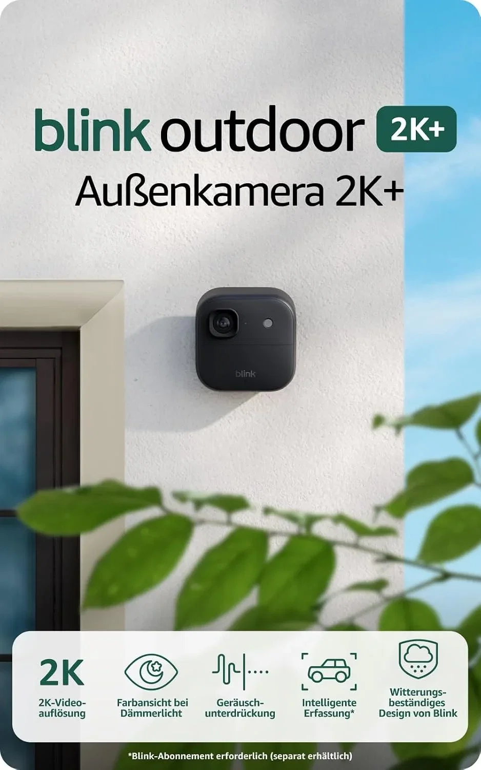 Blink Außenkamera 2K+ ((neueste Generation) – Kabellose intelligente Sicherheitskamera 2K-Videoauflösung)
