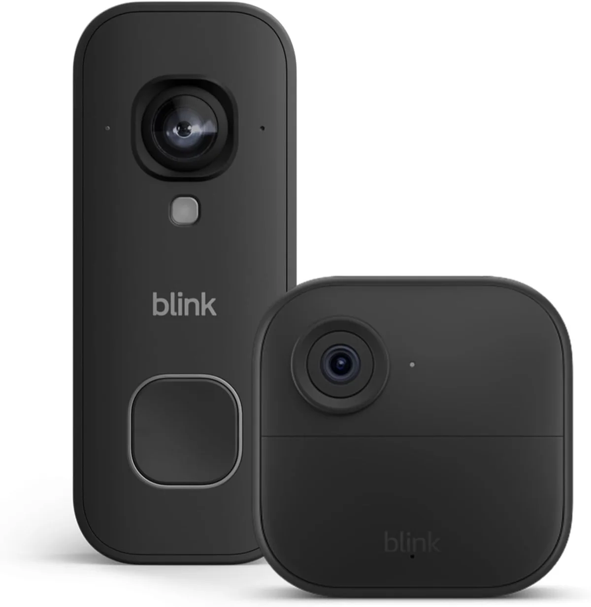 Blink Outdoor 4 Kamera (Außenkamera) mit Blink Videotürklingel 2K+ (festverdrahtet neueste Gen. inkl. Sync Module)