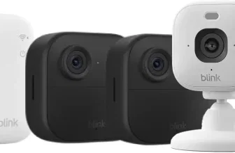 Blink Outdoor 4 Kameraset mit zwei Außenkameras und Blink Mini 2K+ Innenkamera