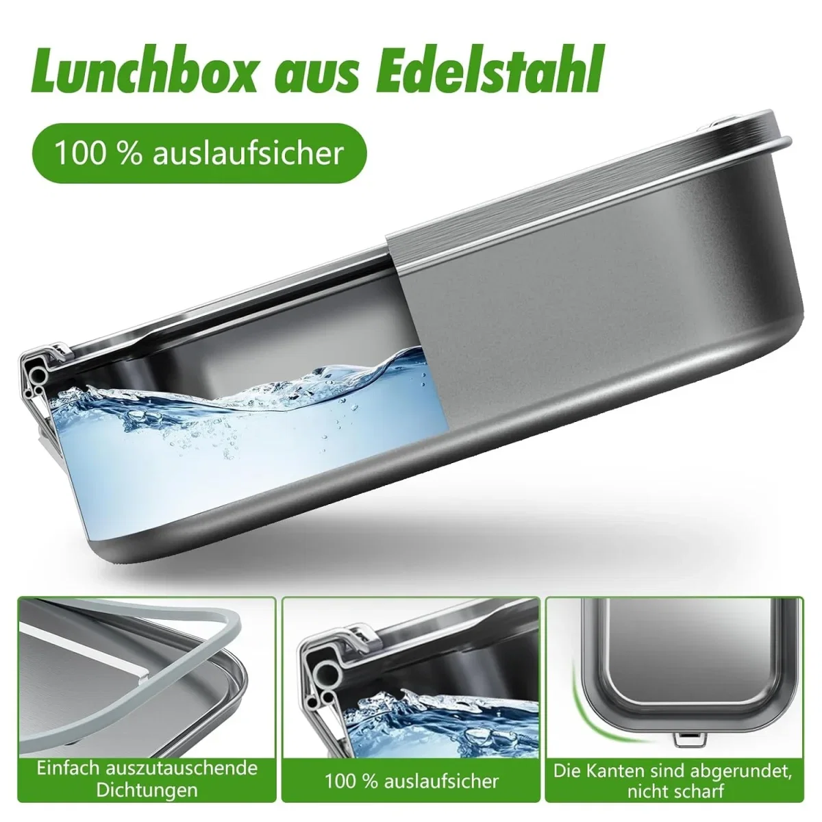 AZHE Edelstahl Lunchbox mit Fächern