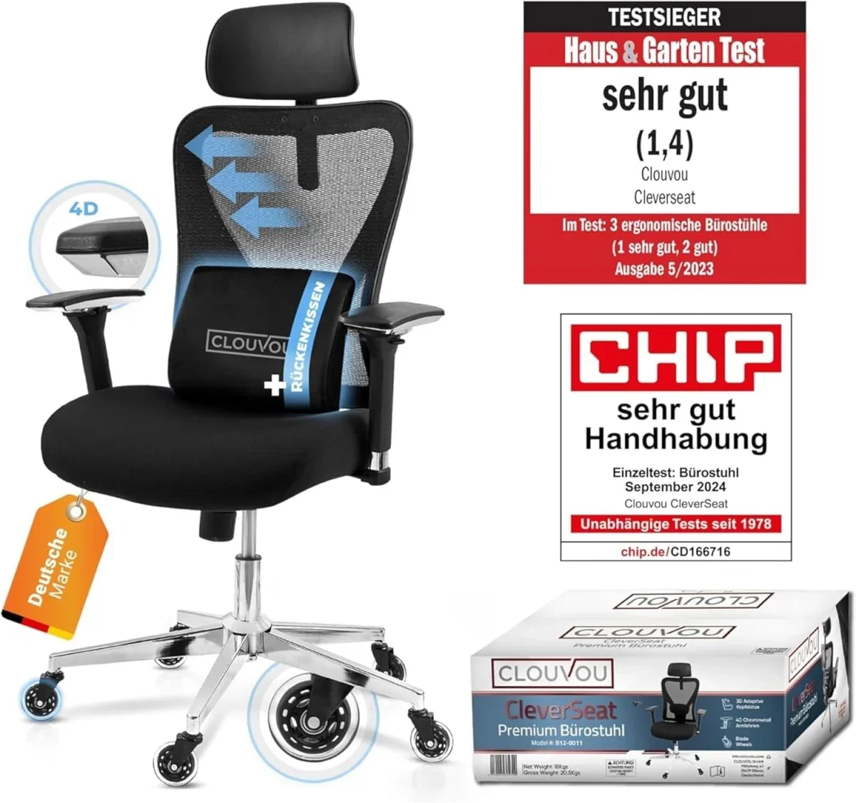 CLOUVOU CleverSeat Bürostuhl (2 Farben)