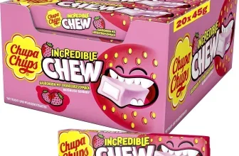 Chupa Chups Incredible Chew Erdbeere Kaubonbons im 20er-Thekendisplay mit insgesamt 900 g