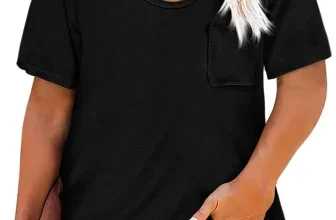 Cicy Bell Damen T-Shirt in großen Größen mit Rundhalsausschnitt und Fronttasche
