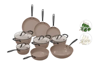Cook & Pan Go Ivory Topf- und Pfannen-Set mit neun Teilen