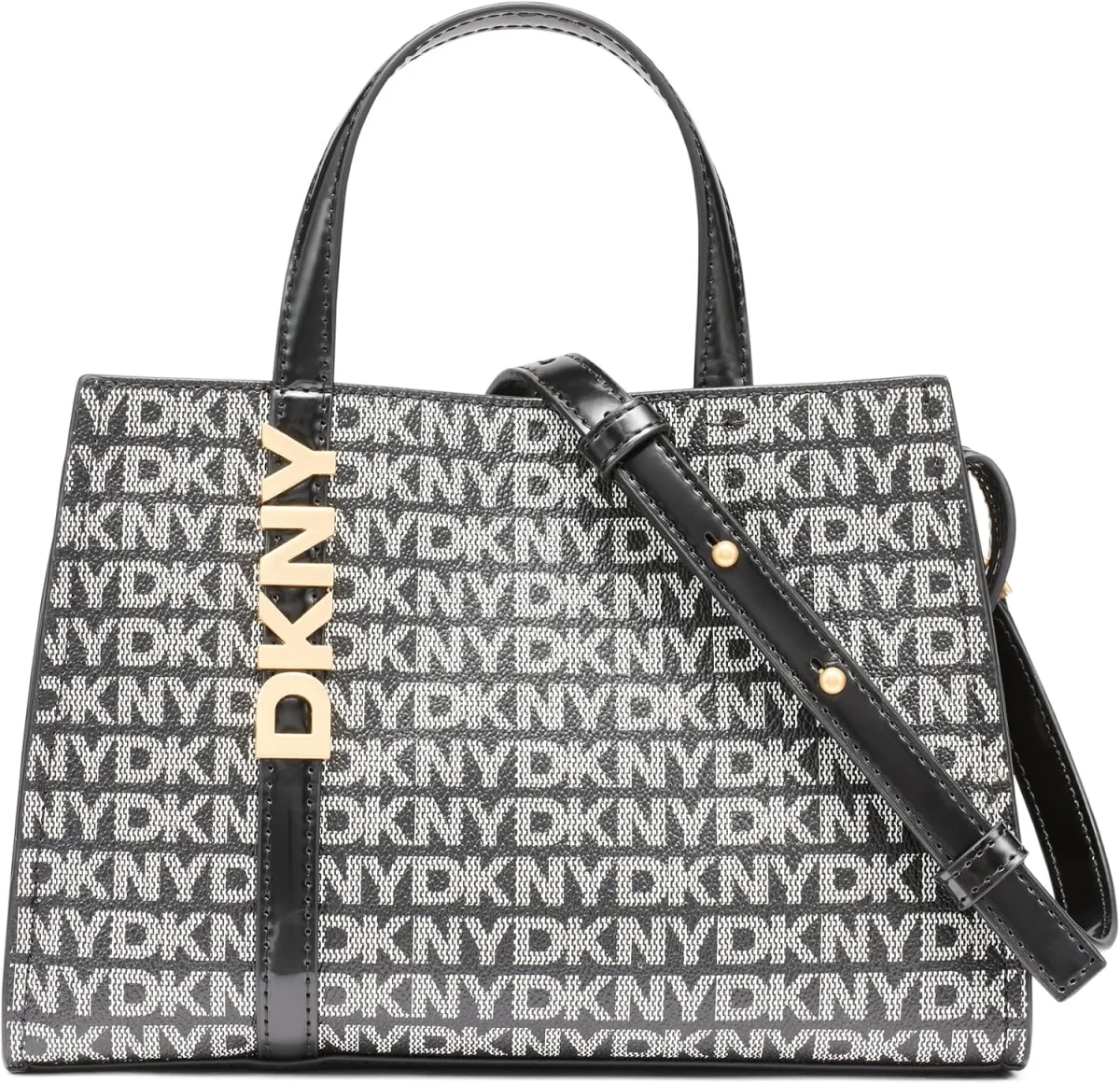 Schwarze DKNY Avril Satchel Handtasche mit verstellbarem Umhängeriemen