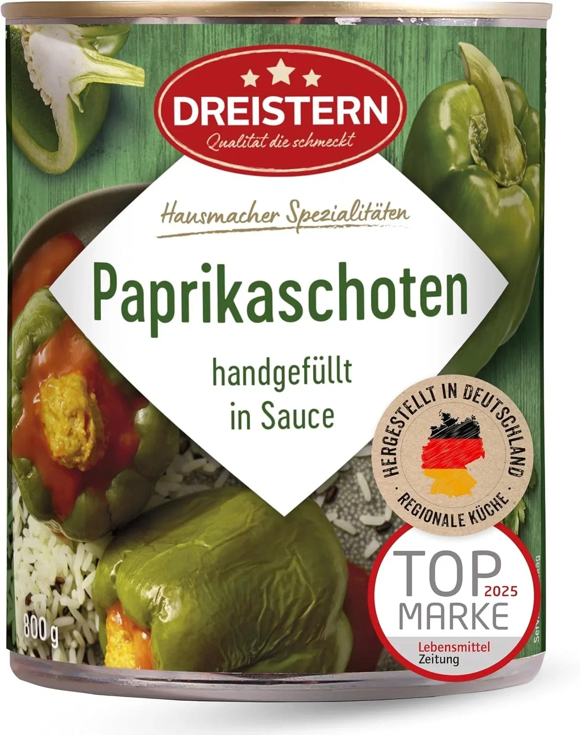 DREISTERN Gefüllte Paprikaschoten mit Fleischfüllung in Sauce (800g)