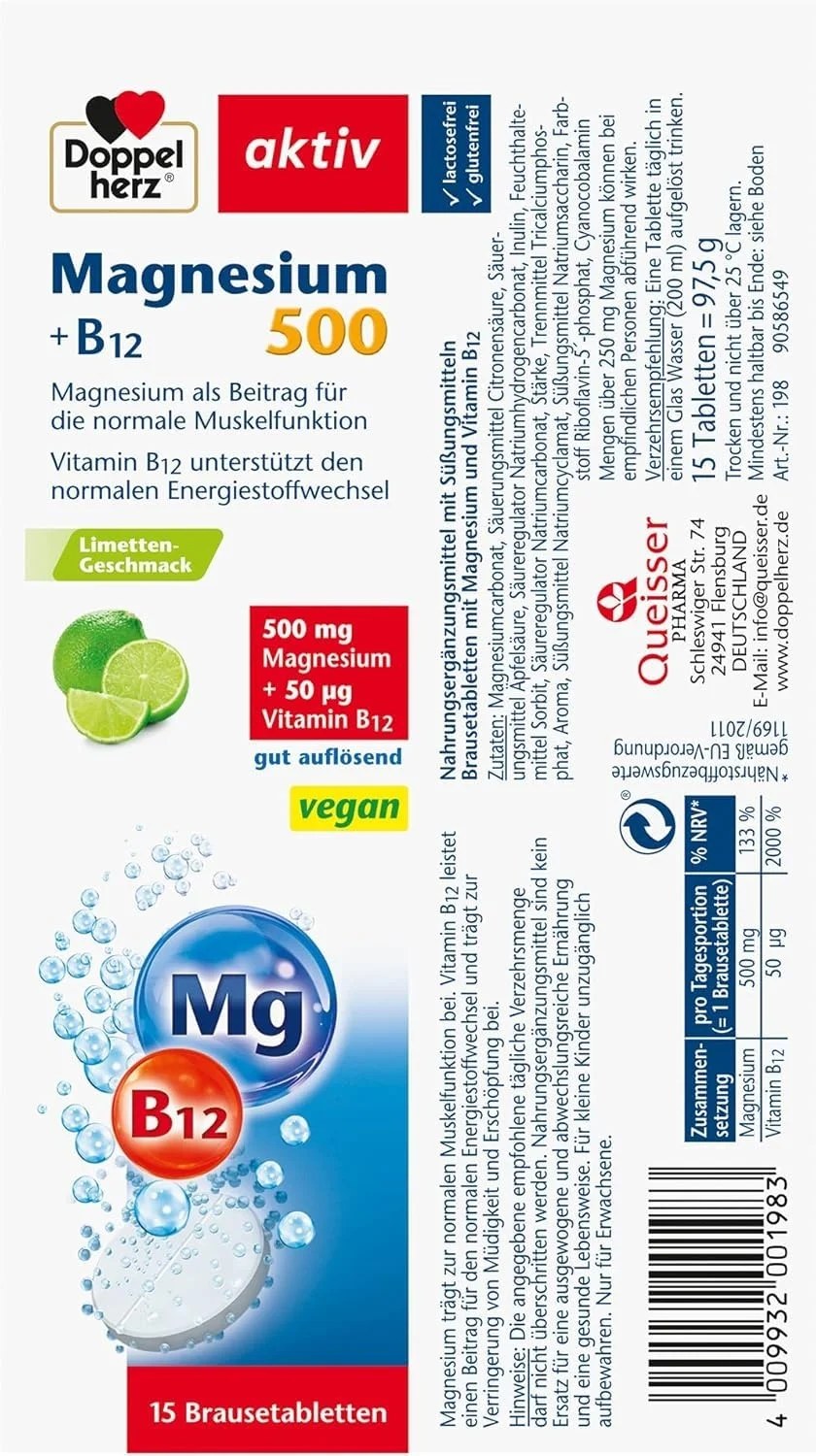 Doppelherz Magnesium 500 + B12 mit Limetten-Geschmack