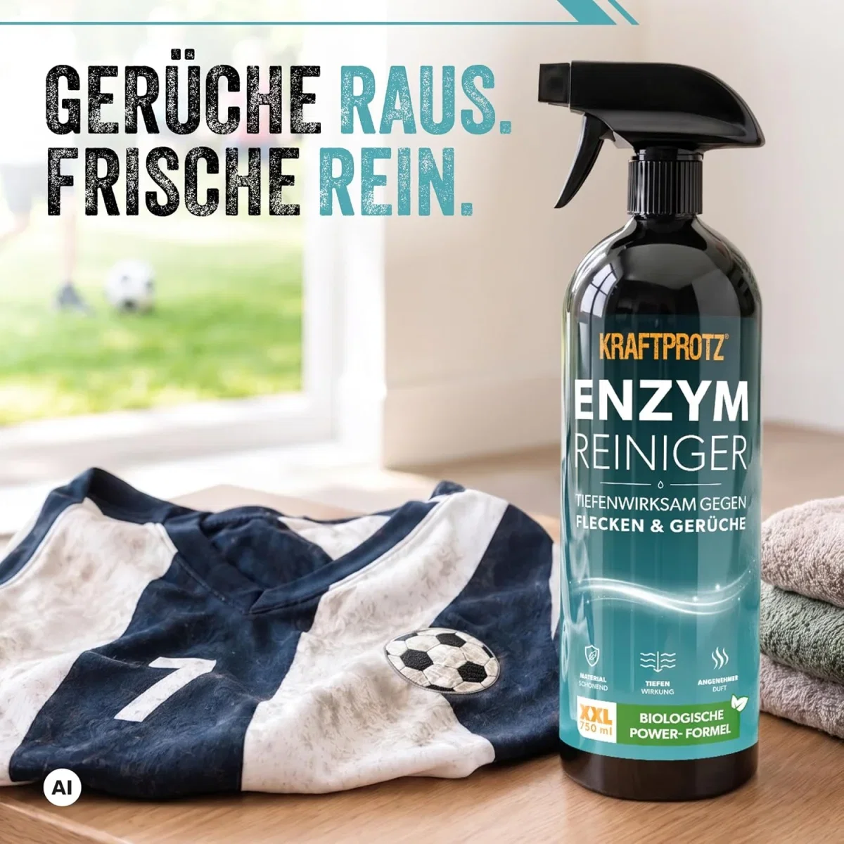 Enzymreiniger Spray – Geruchsentferner & Fleckenentferner Universal (750ml)
