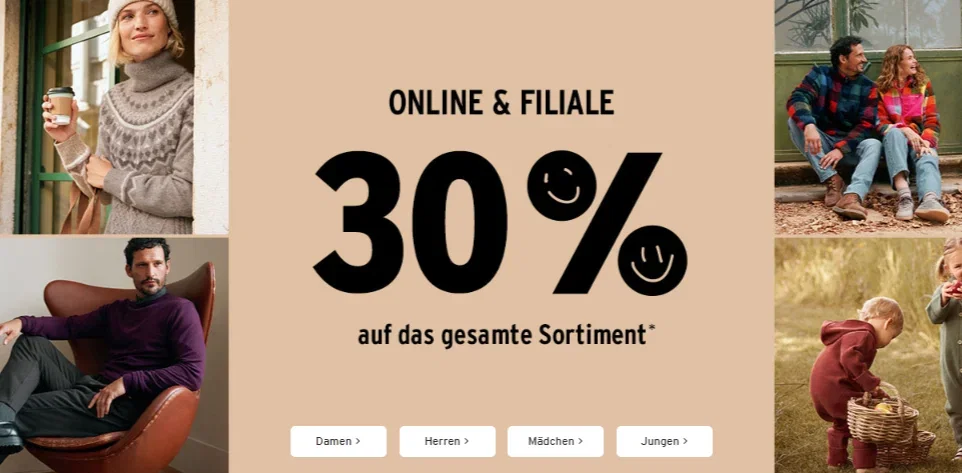 Ernsting’s family: 30 % Rabatt auf das gesamte Sortiment bis 17. Oktober 2026