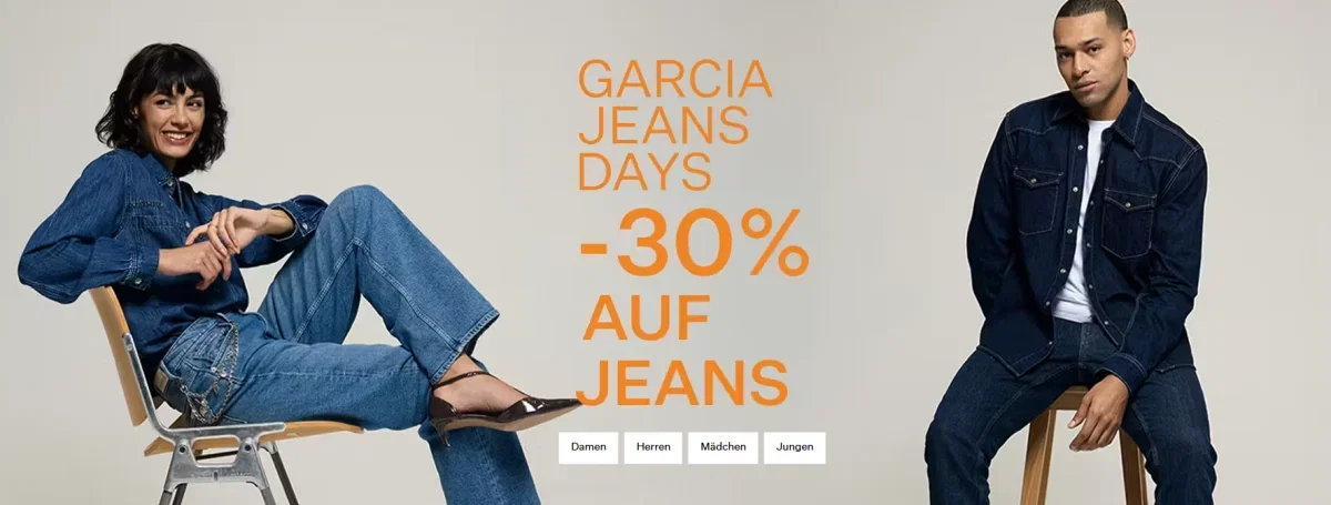 Garcia Jeans Days: 30 % Rabatt auf ausgewählte Modelle – Jeans ab 25 €