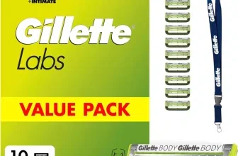 Grünes Gillette Labs Body Value Pack mit zehn Ersatzklingen, Rasierklinge und blauem Band