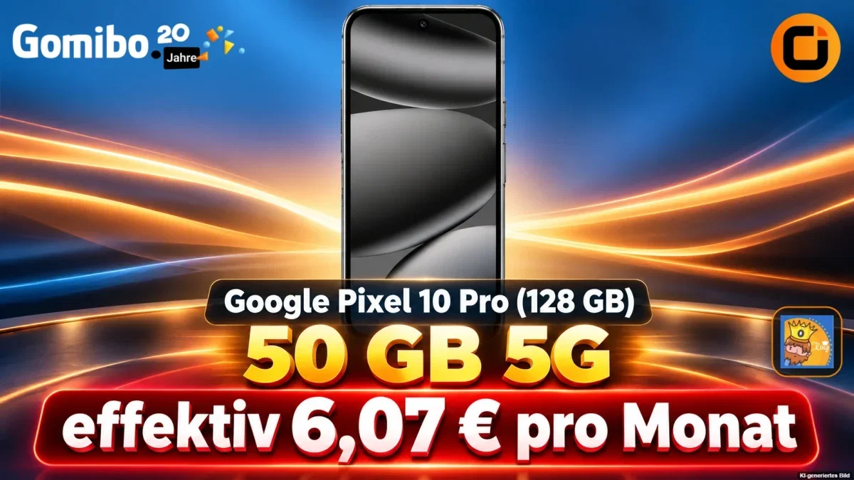 Gomibo: Google Pixel 10 Pro (128 GB) + otelo Vodafone Allnet-Flat 50 GB 5G für 19,99 € / Monat + 353,95 € einmalig