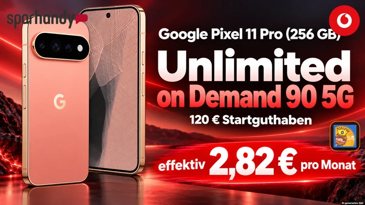Sparhandy: Google Pixel 11 Pro (256 GB) + 120 € Startguthaben + Vodafone Smart S Spezial Unlimited on Demand 90 5G/LTE für 39,99 € / Monat + 146,93 € einmalig