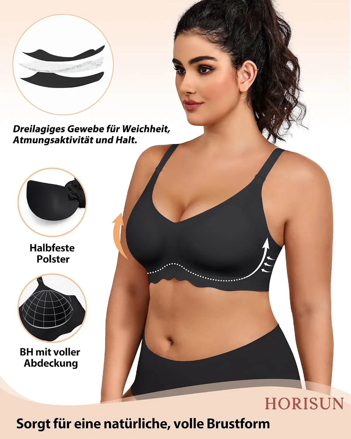 HORISUN Bügelloser Damen BH