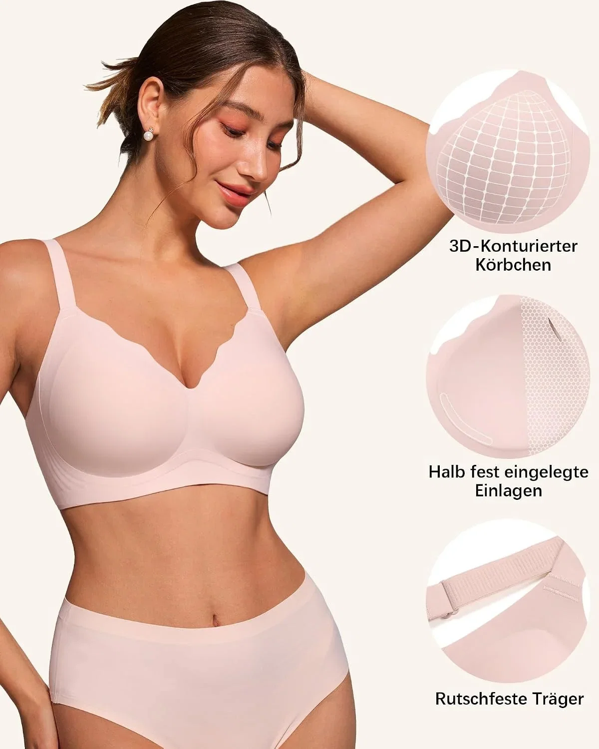 HORISUN Nahtloser Damen BH ohne Bügel Jelly Bralette