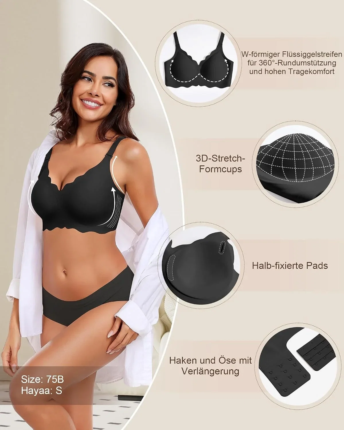 HORISUN Damen Nahtloser BH ohne Bügel
