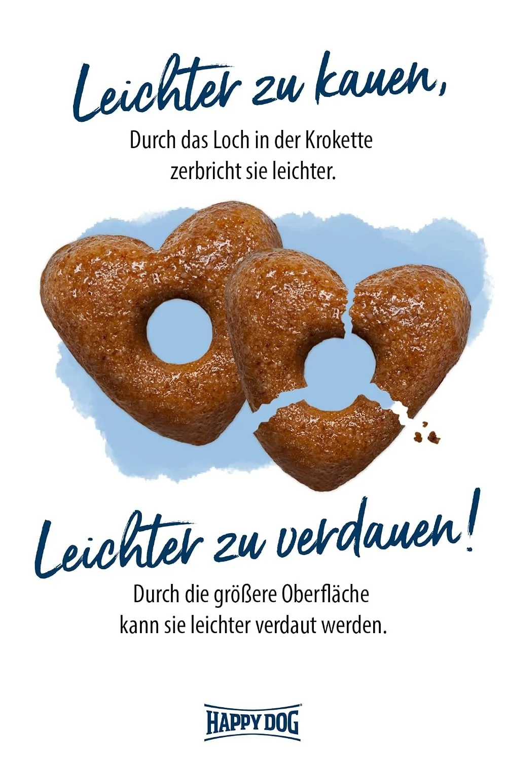 Happy Dog Junior Hundefutter mit herzförmigen Kroketten und fünf Proteinquellen