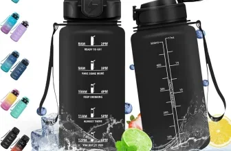 HoneyHolly Trinkflasche 500 ml mit Strohhalm, Zeitmarkierung und auslaufsicherem Verschluss