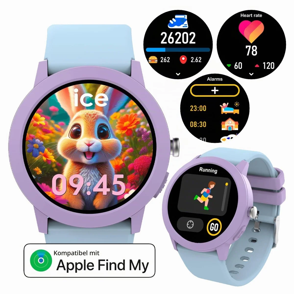 Ice-Watch Kinder-Smartwatch mit Apple Find My und rundem AMOLED-Display