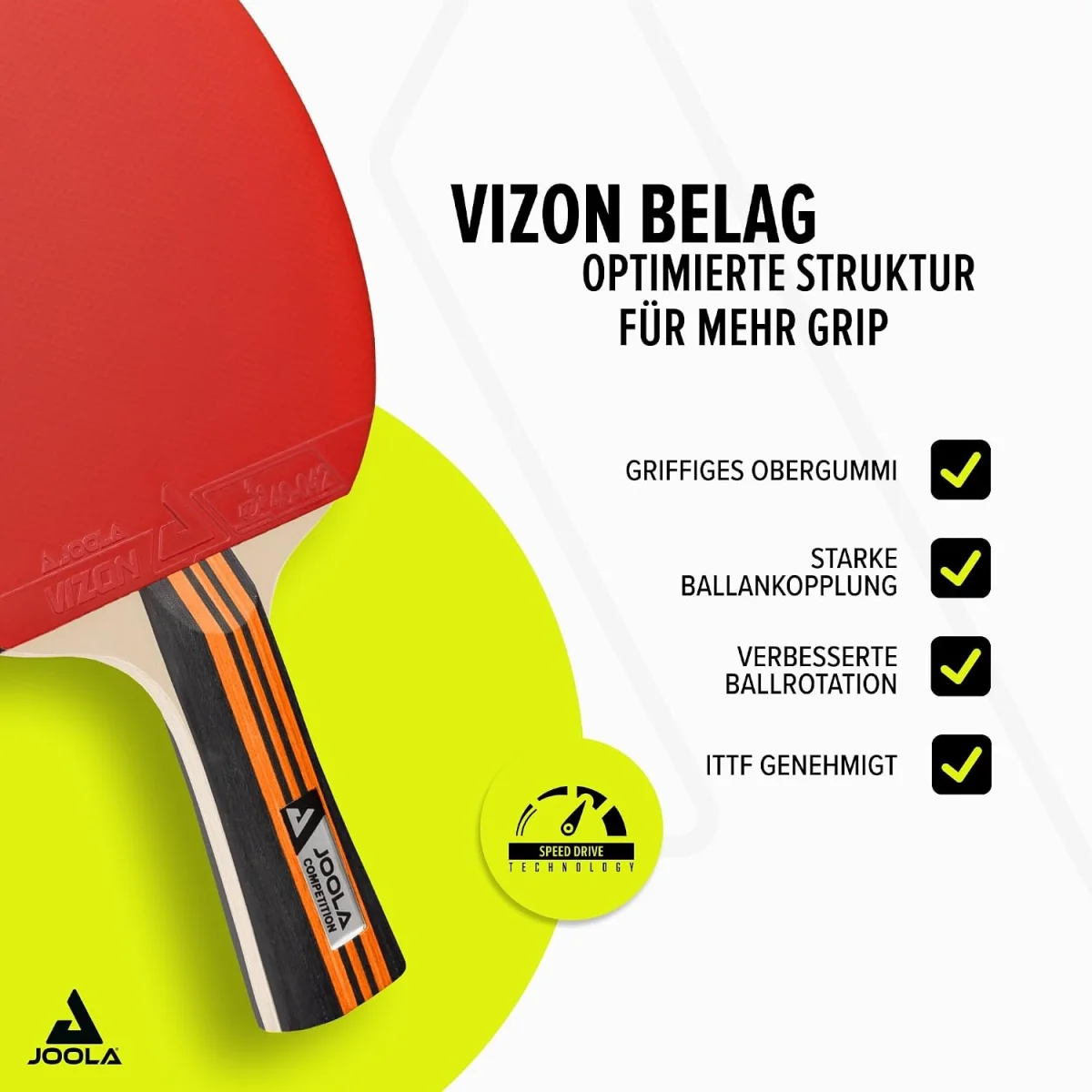 JOOLA Tischtennisschläger mit VIZON-Belägen aus dem Family Advanced Set