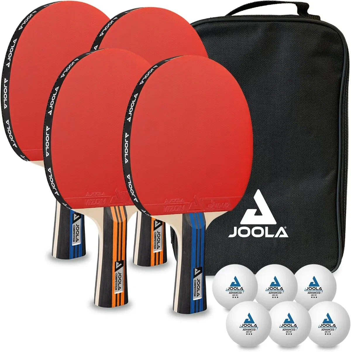 JOOLA Family Set 4 Tischtennisschläger Bälle Tasche Tischtennis